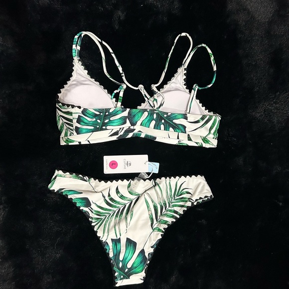 Cupshe Bikini Set Large Tropical Palm Leaf Print Swimsuit NEW NWT Summer Trend - Picture 6 of 10